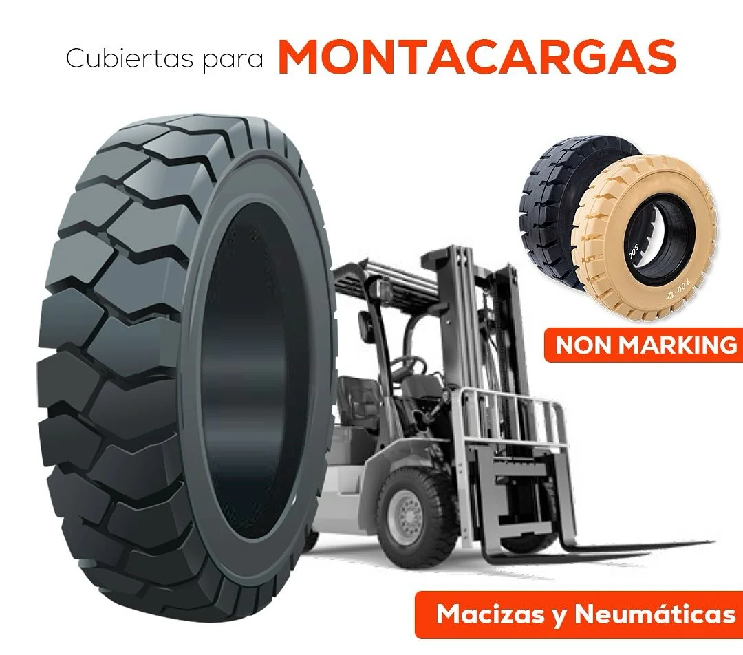Cubiertas macizas y neumáticas para montacargas